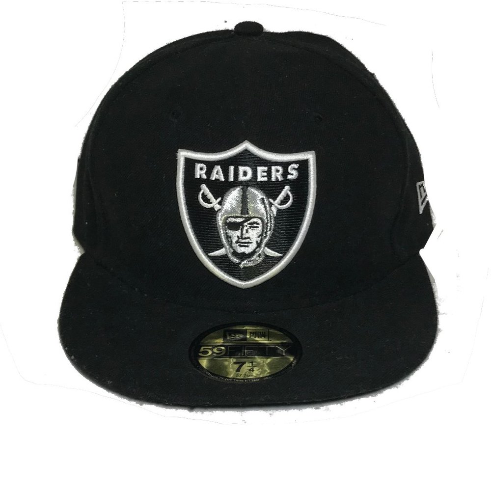New Era Black Oakland Raiders Fitted Cap Hat 7 1/4